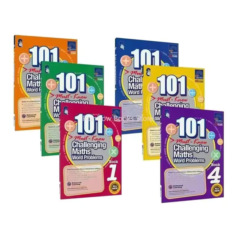 101 Challenging Maths Word Problems Books Singapore Primary School Grade 1-6 Math Practice Book English Book 6 Books/Set Libros